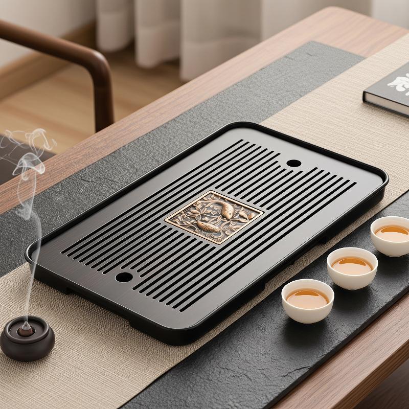 Bamboo Tea Tray - Çift Katmanlı Ahşap Çay Tepsisi Drenajlı