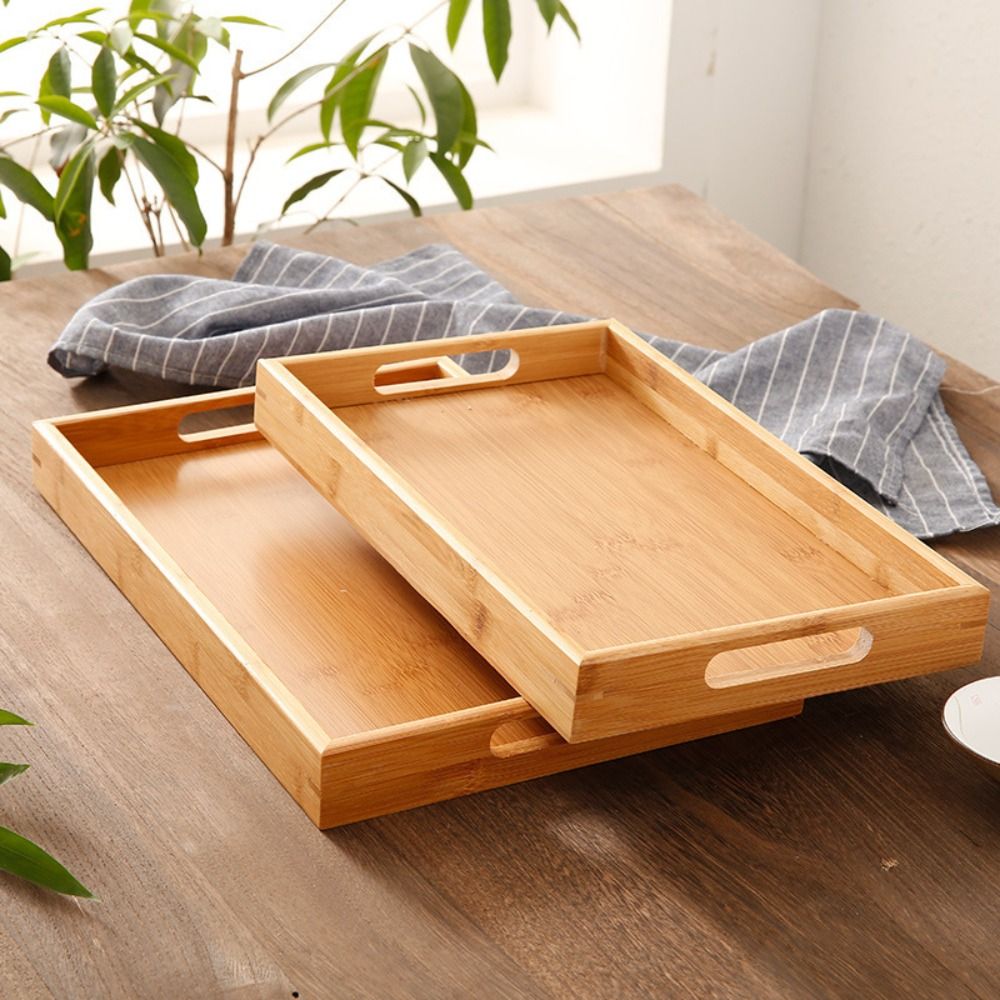 Bamboo Tea Tray - Retro Dikdörtgen Saklama Tepsisi ev tipi