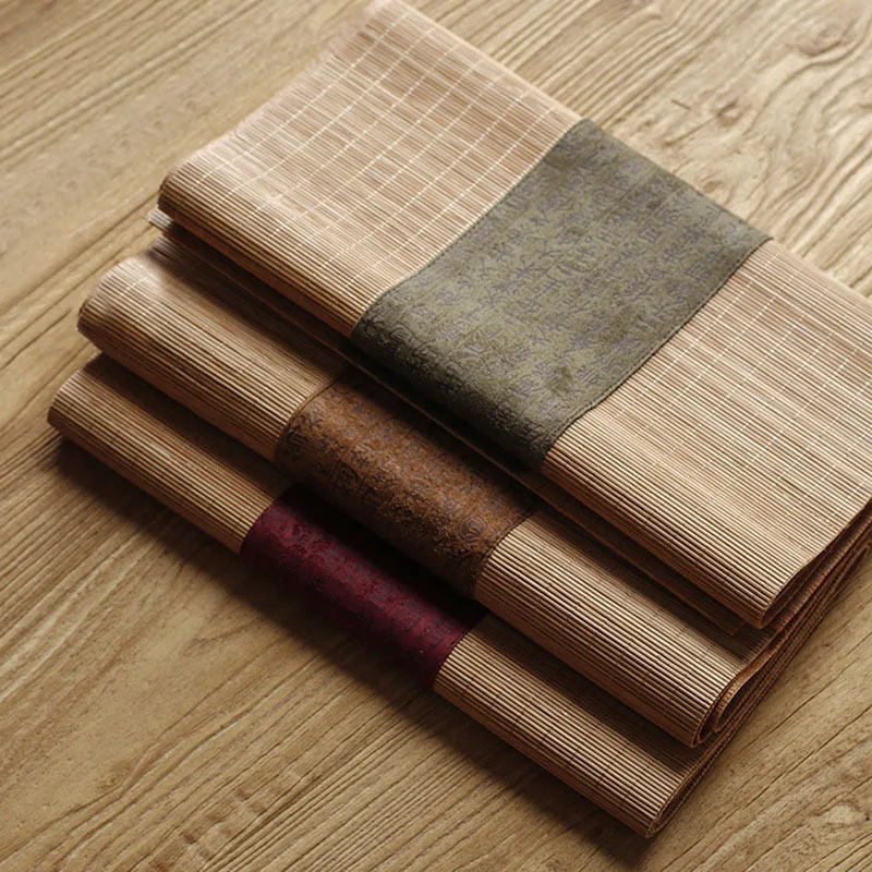 Bamboo Tea Tray - Kumaş Bambu Çay Matı, Keten Zen