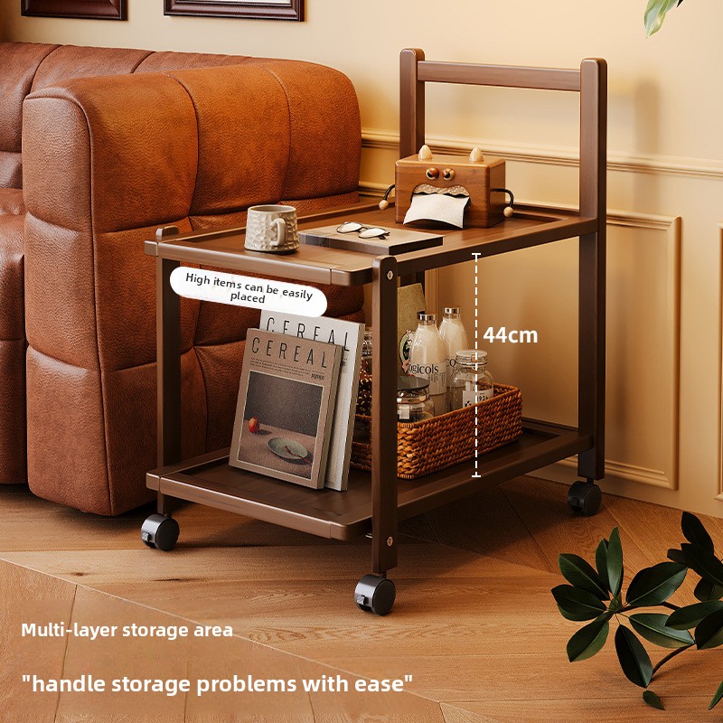 Bamboo Tea Tray - Mobil tekerlekli oturma odası sehpası, kanepe