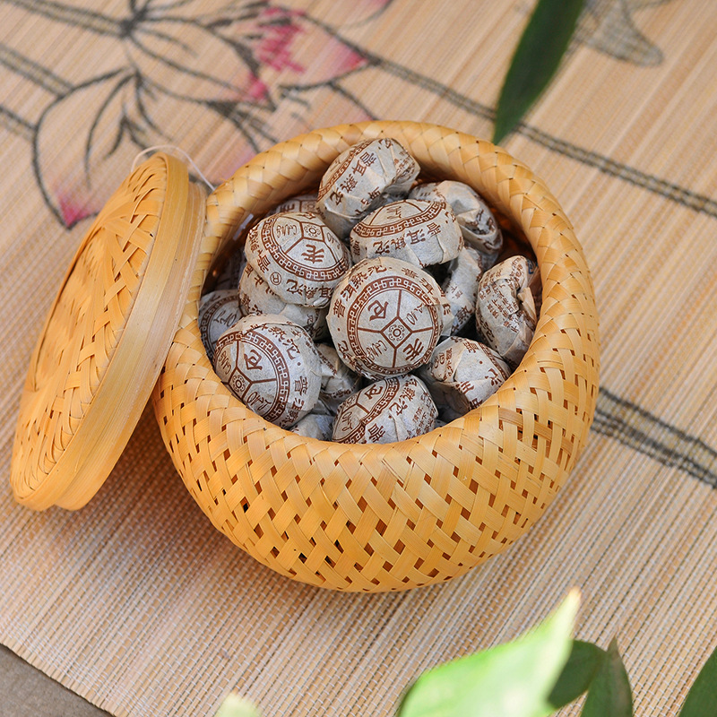 Bamboo Tea Tray - Bambu dokuma küçük sepet çift katmanlı