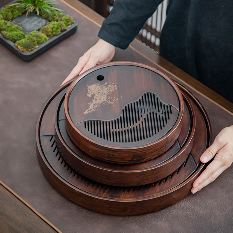Bamboo Tea Tray - Bambu çay tepsisi, Çin yuvarlak su