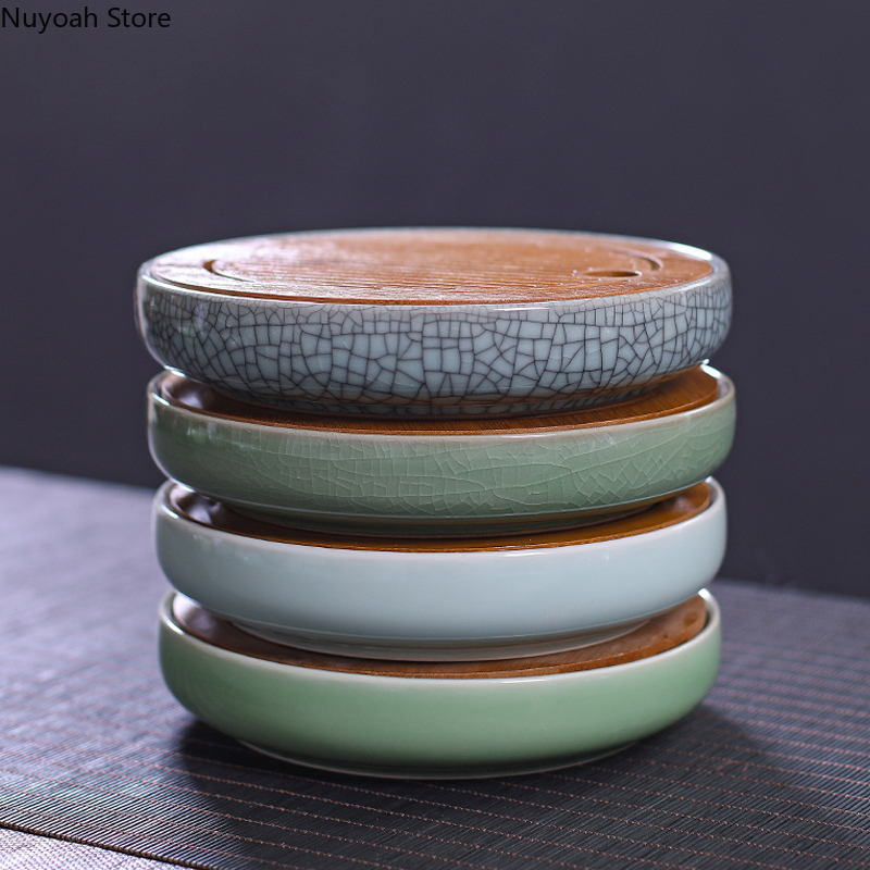 Bamboo Tea Tray - Seramik yuvarlak çay tepsisi ev oturma