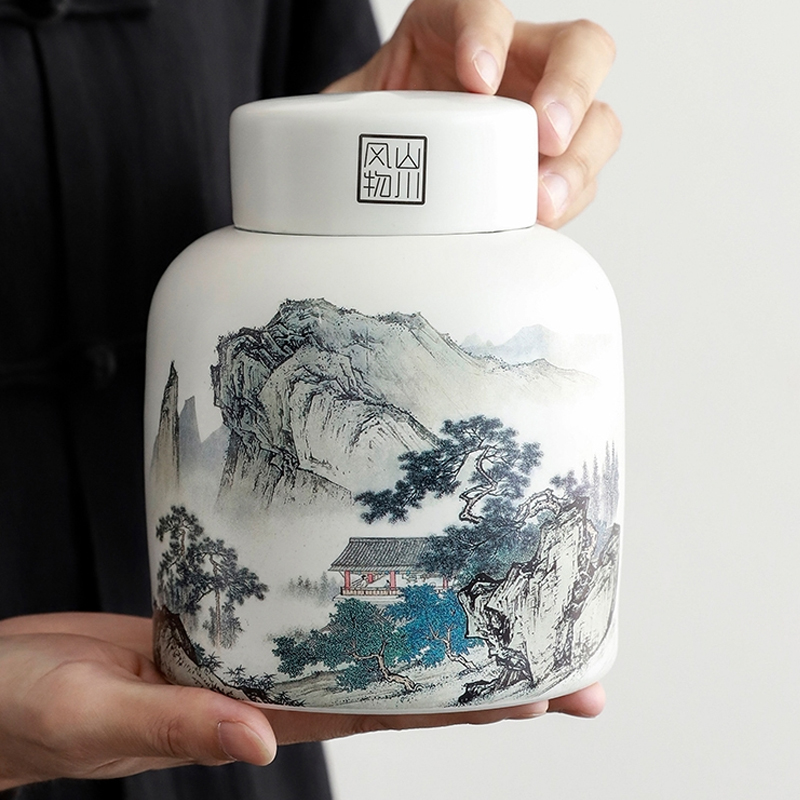 Coffee Tea In Chinese - Çin manzara çay kapaklı tencere Retro