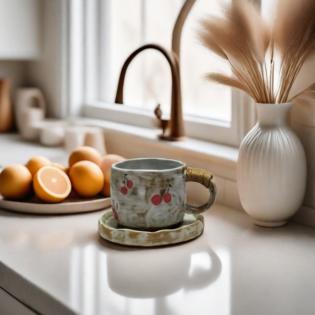 Meyve Desenli Seramik Kahve Fi - Espresso Cup Saucer incelemesi ve fiyatı