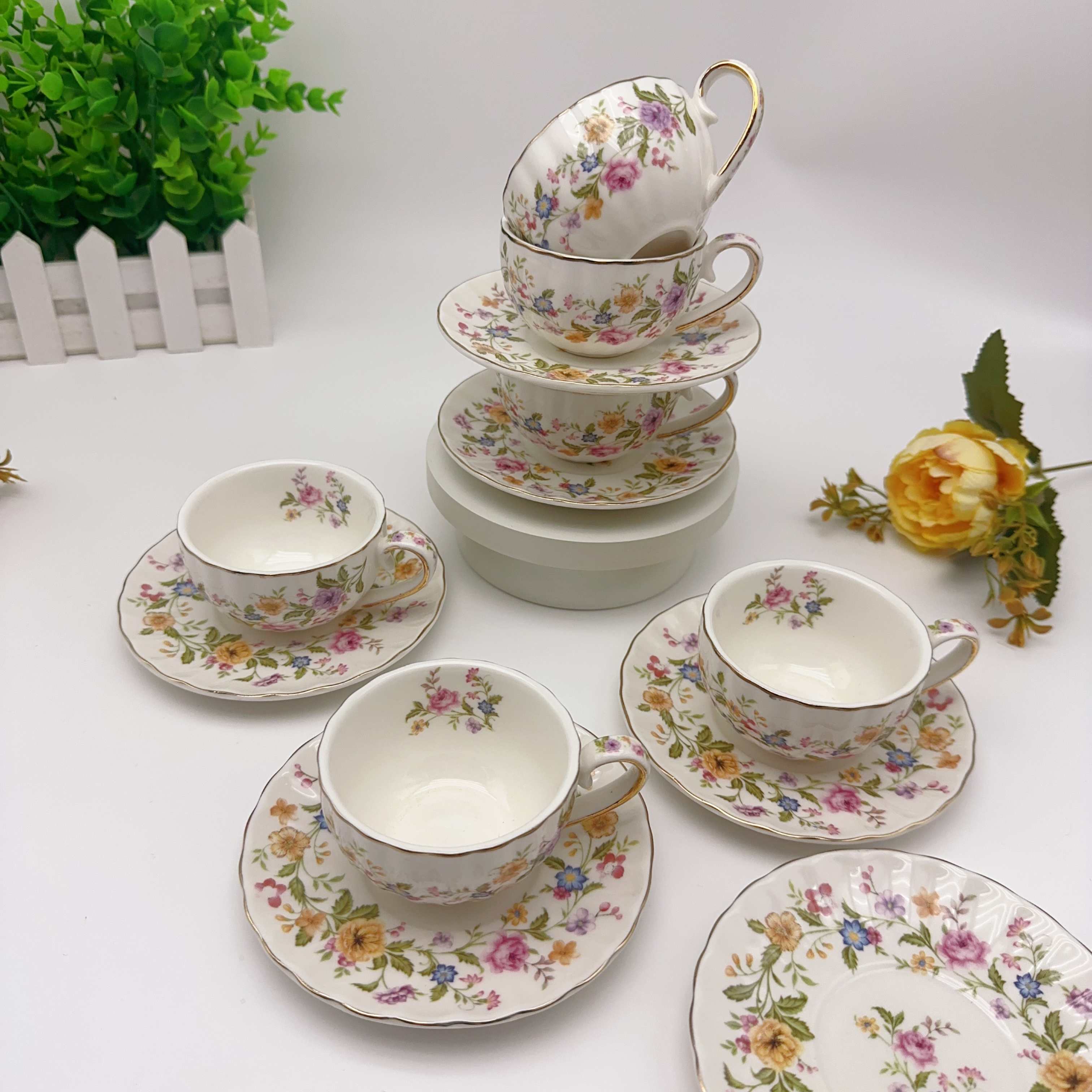 Avrupa tarzı çiçekli ikindi ça - Espresso Cup Saucer incelemesi ve fiyatı
